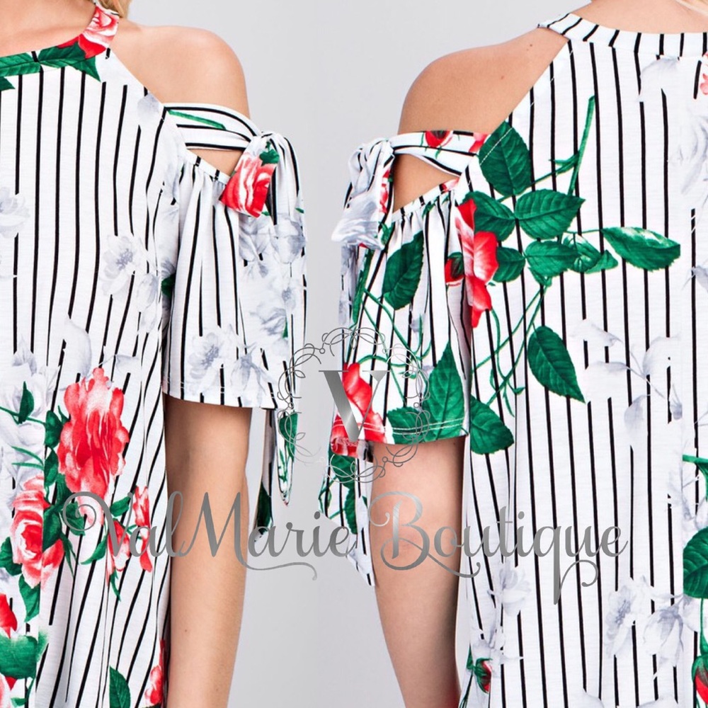 šLAST 1- Floral Stripe Blouse Top Shirt - Picture 4 of 4